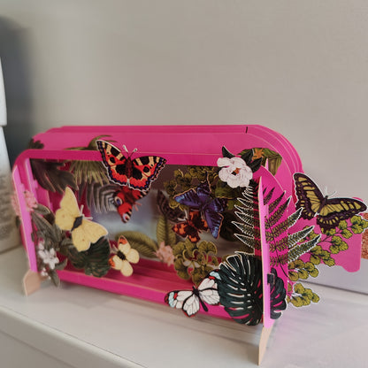 Message in a Bottle. 3d greeting card, Butterflies.