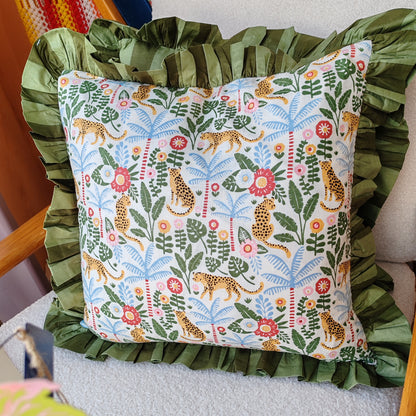 Leopard floral print cushion