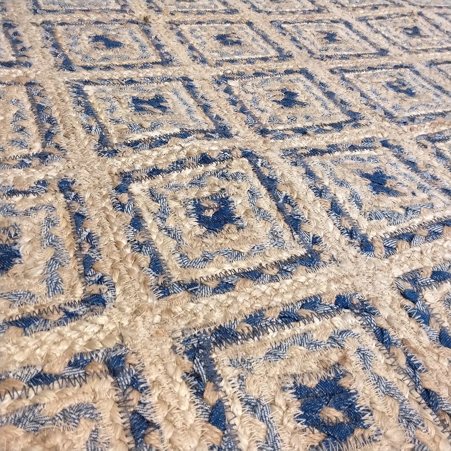 Denim Mosaic Jute Rug - rectangle 2’3 x 4’ (69cm x 122cm)