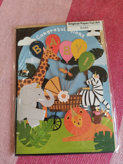 New baby die cut greeting card
