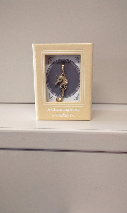 Seahorse Charm with blue gems