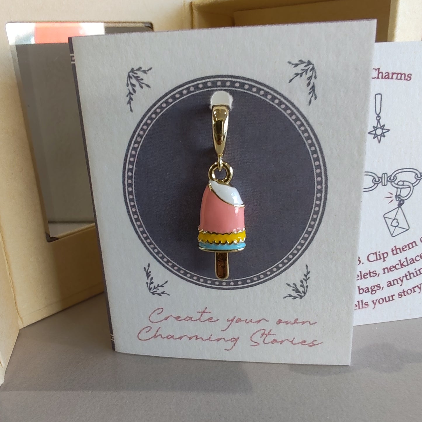 14k gold plated Enamel Ice Lolly clip on charm