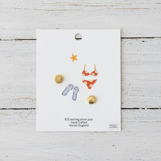 Seashell earrings gold