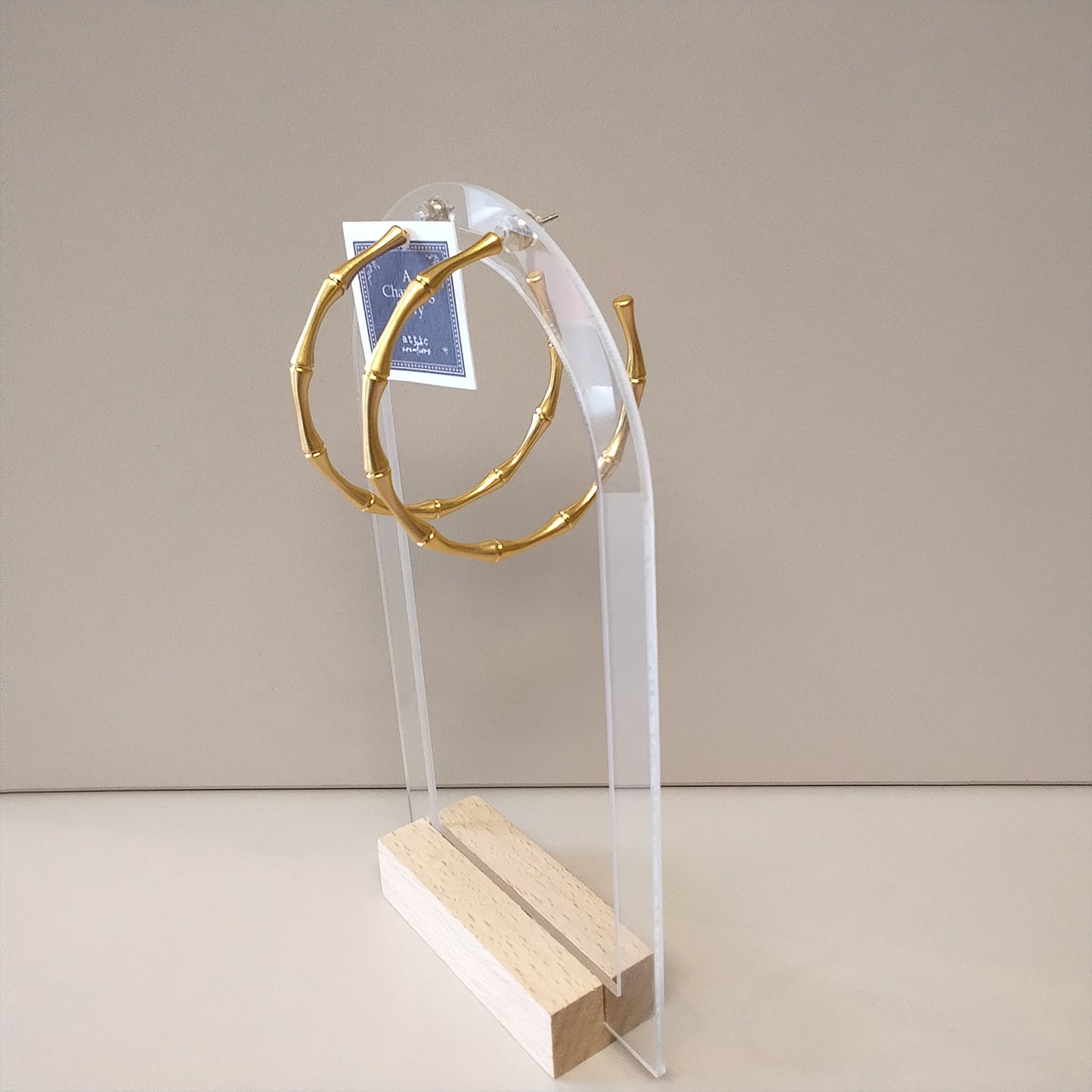 Large bamboo knot hoop earrings