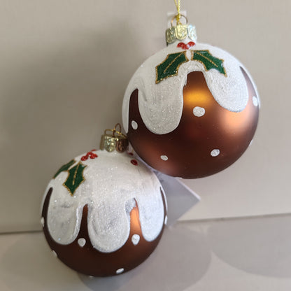 Glass Christmas Pudding Bauble