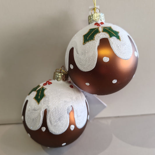Glass Christmas Pudding Bauble