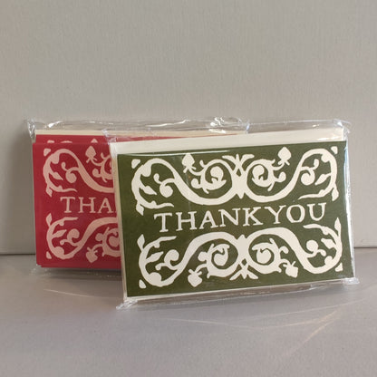 Pack of Arabesque Thank you gift cards. Raspberry