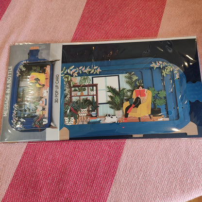 Message in a Bottle greeting card. Book lovers