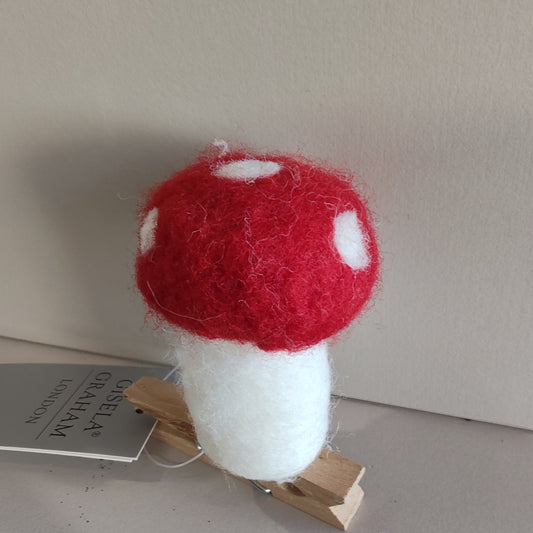 Felted Wool Mix Toadstool on Peg Decoration