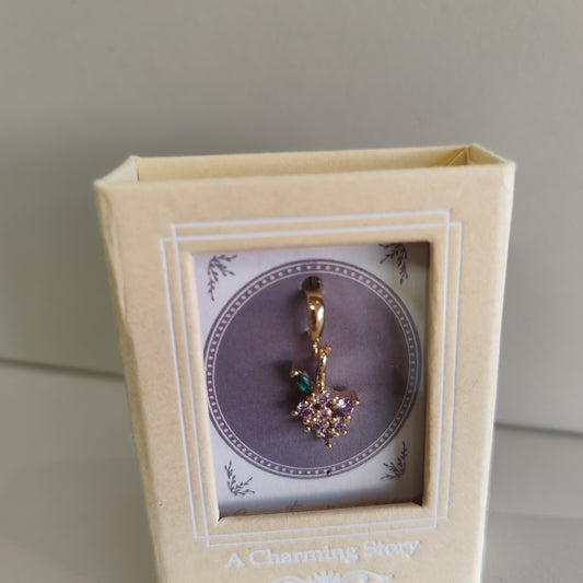 14k Grape crystal clip on charm