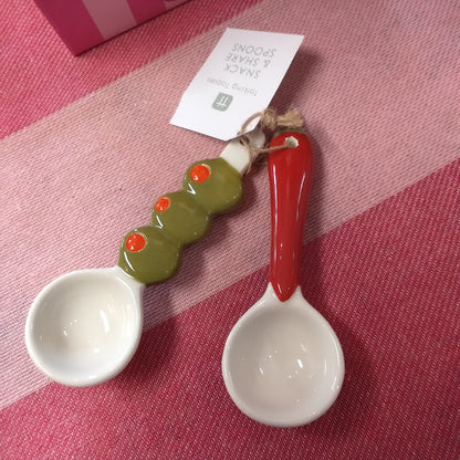 Bon Appetit, Ceramic Spoons, Olive and Chilli, PK, Snack and Share Spoons