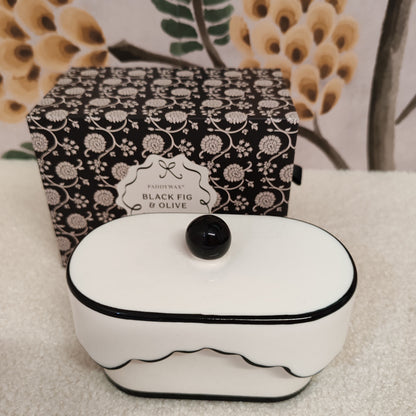 Cherie 5.5oz/155g Ceramic Dish Candle - Black-Black Fig & Olive