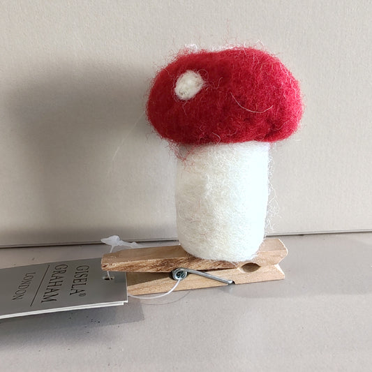 Felted Wool Mix Toadstool on Peg Decoration