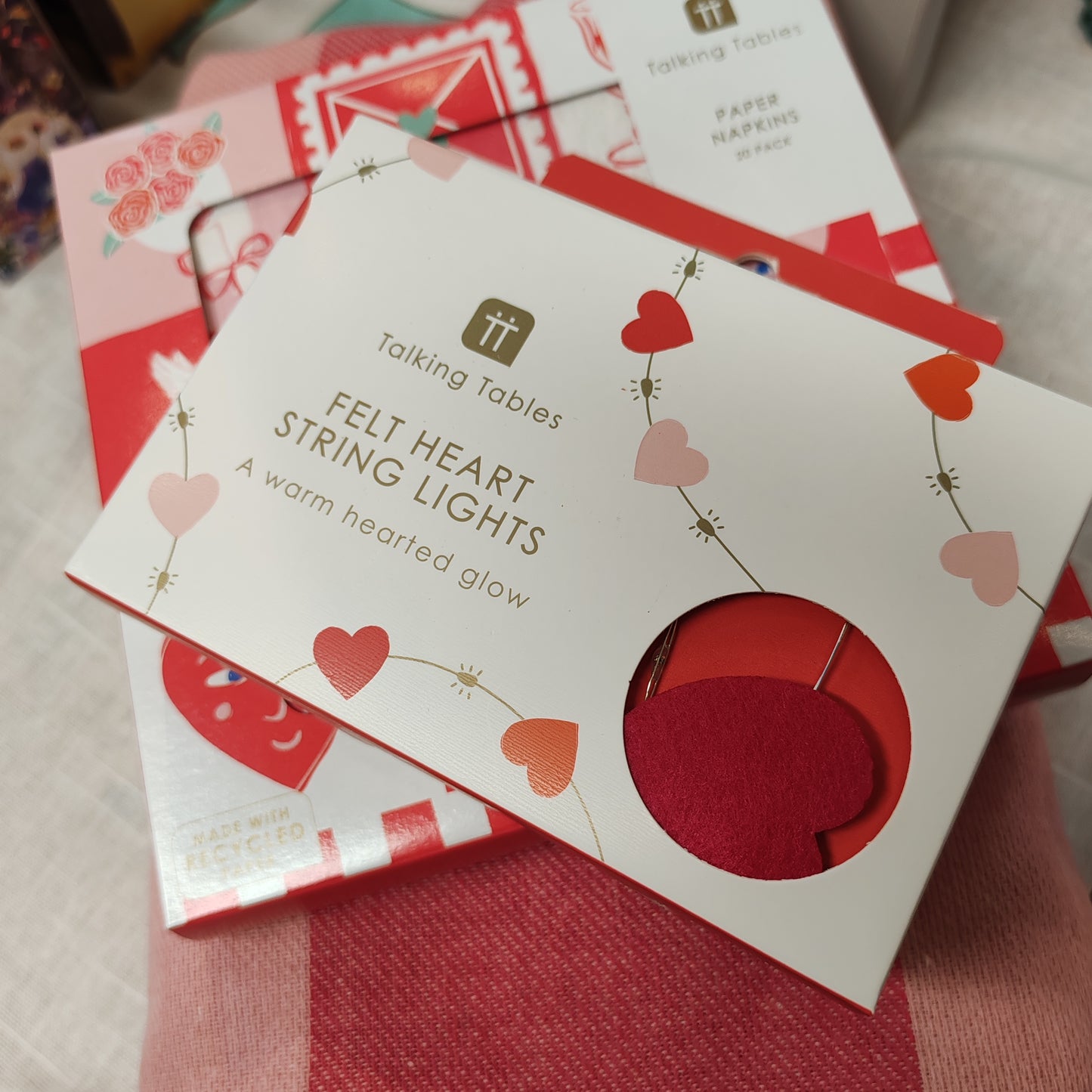 Felt heart string lights.