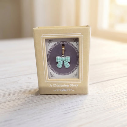 Green Check Bow Charm