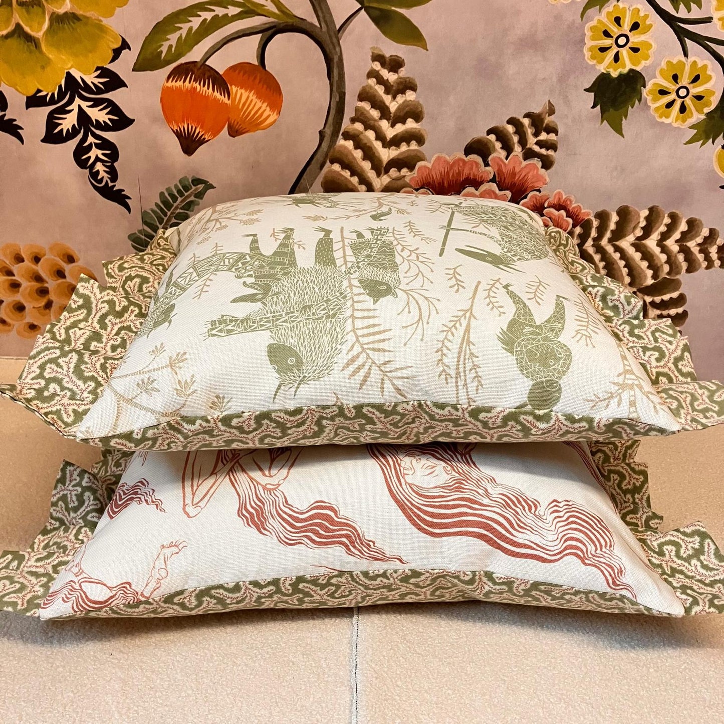 Skinny Dipping British illustration plump cushions