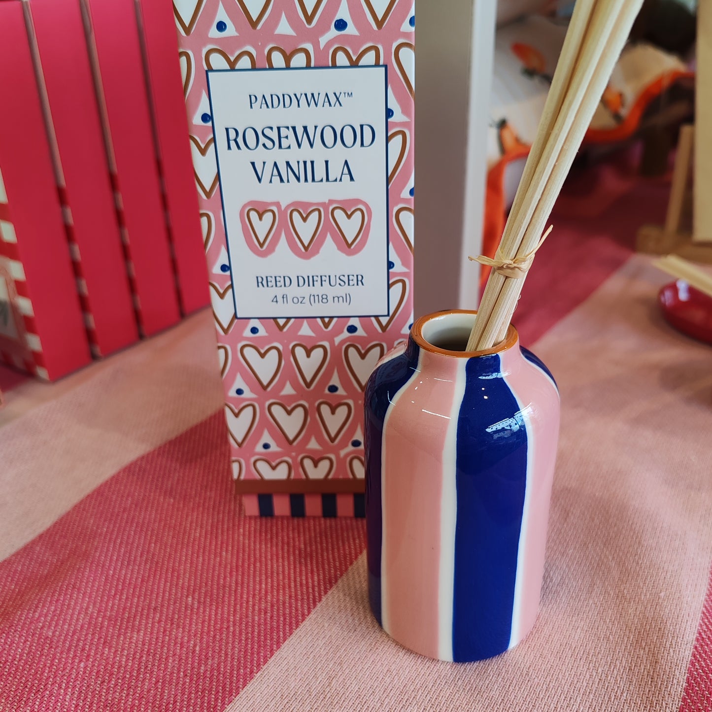 Paddy Wax Rosewood Vanilla Reed Diffuser 4 fl oz Pink Navy