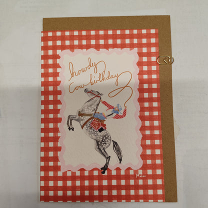Howdy cow birthday greeting card