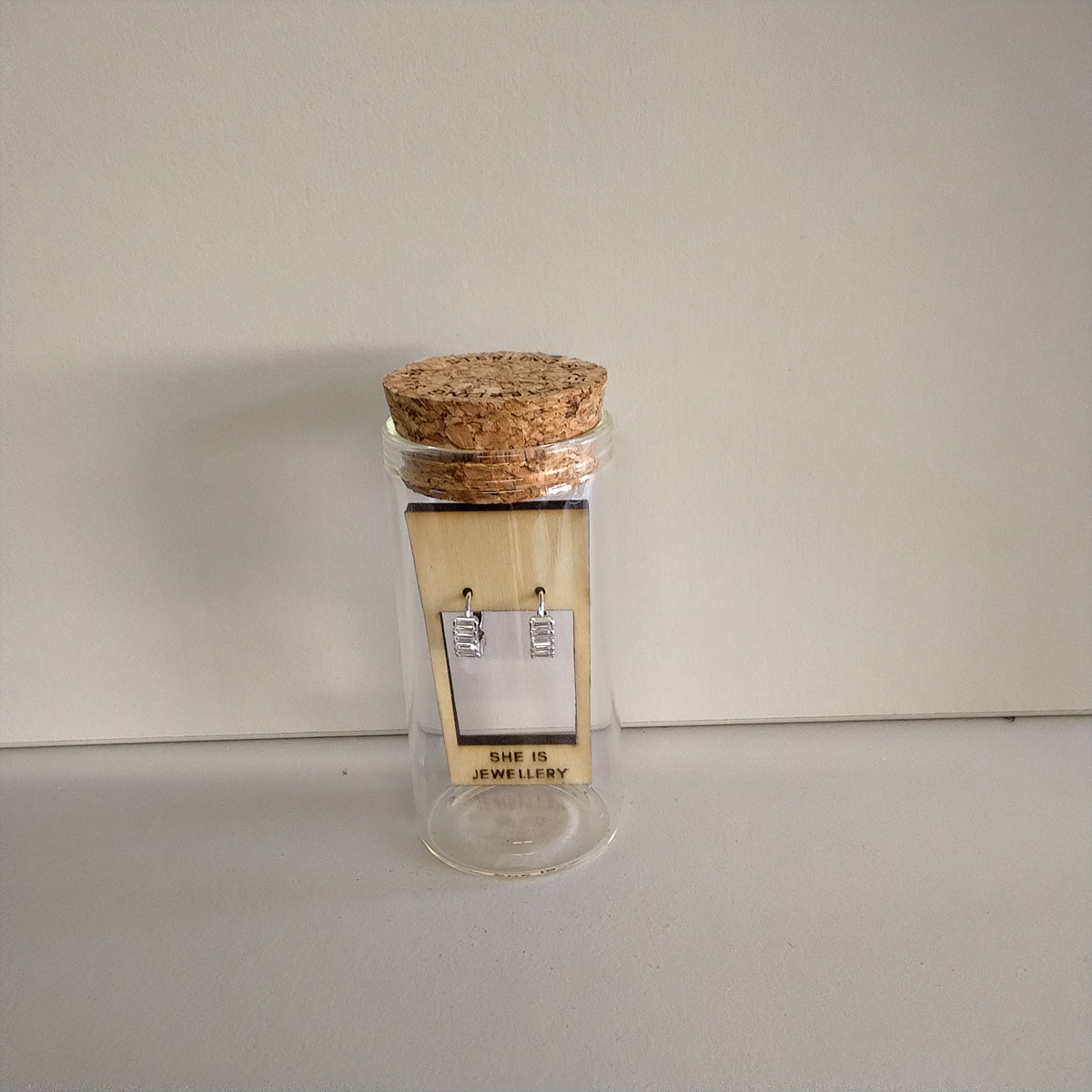 Crystal baguette huggies in Sterling silver