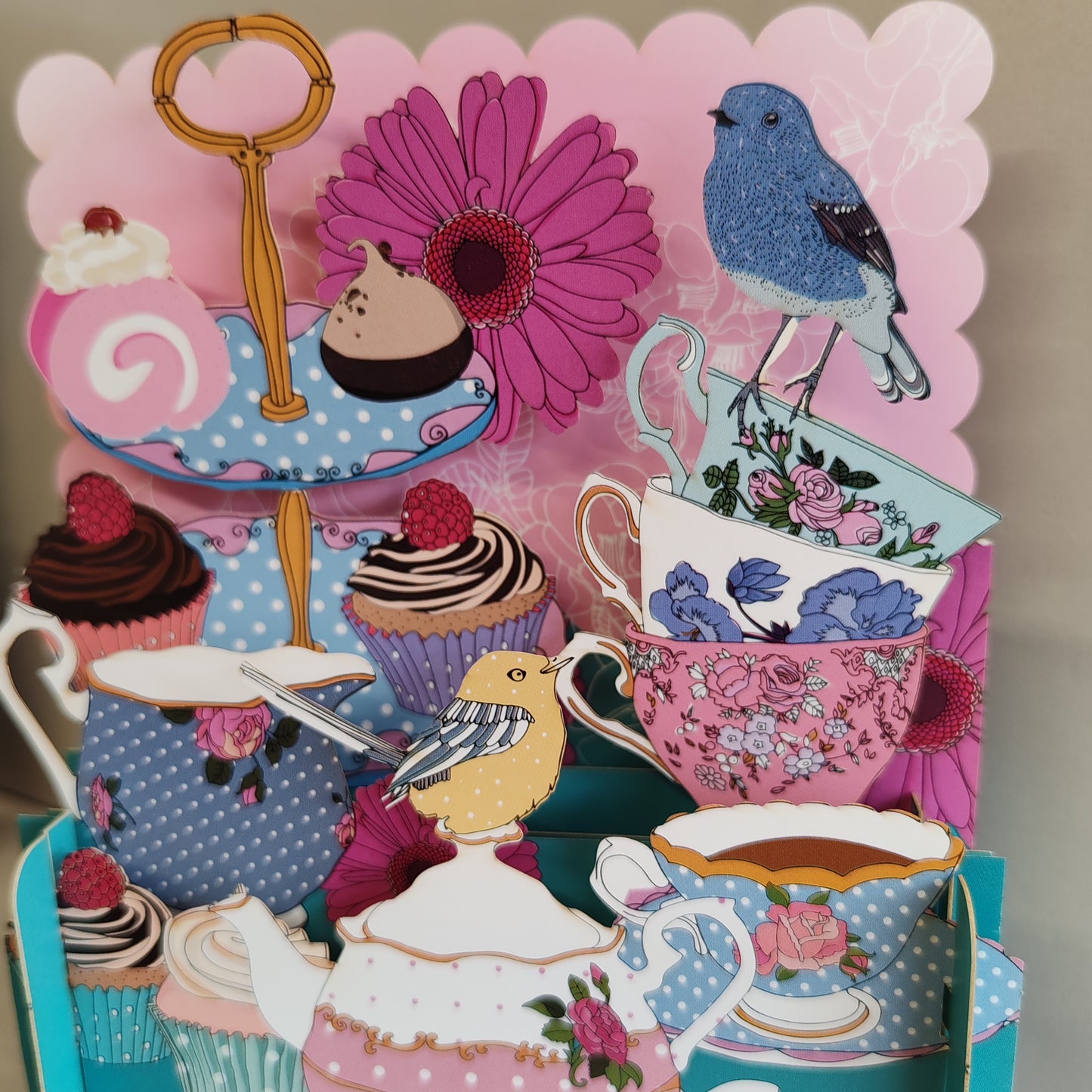 Miniature world Greeting card. Pop up 3d Cake Theme