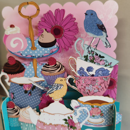 Miniature world Greeting card. Pop up 3d Cake Theme