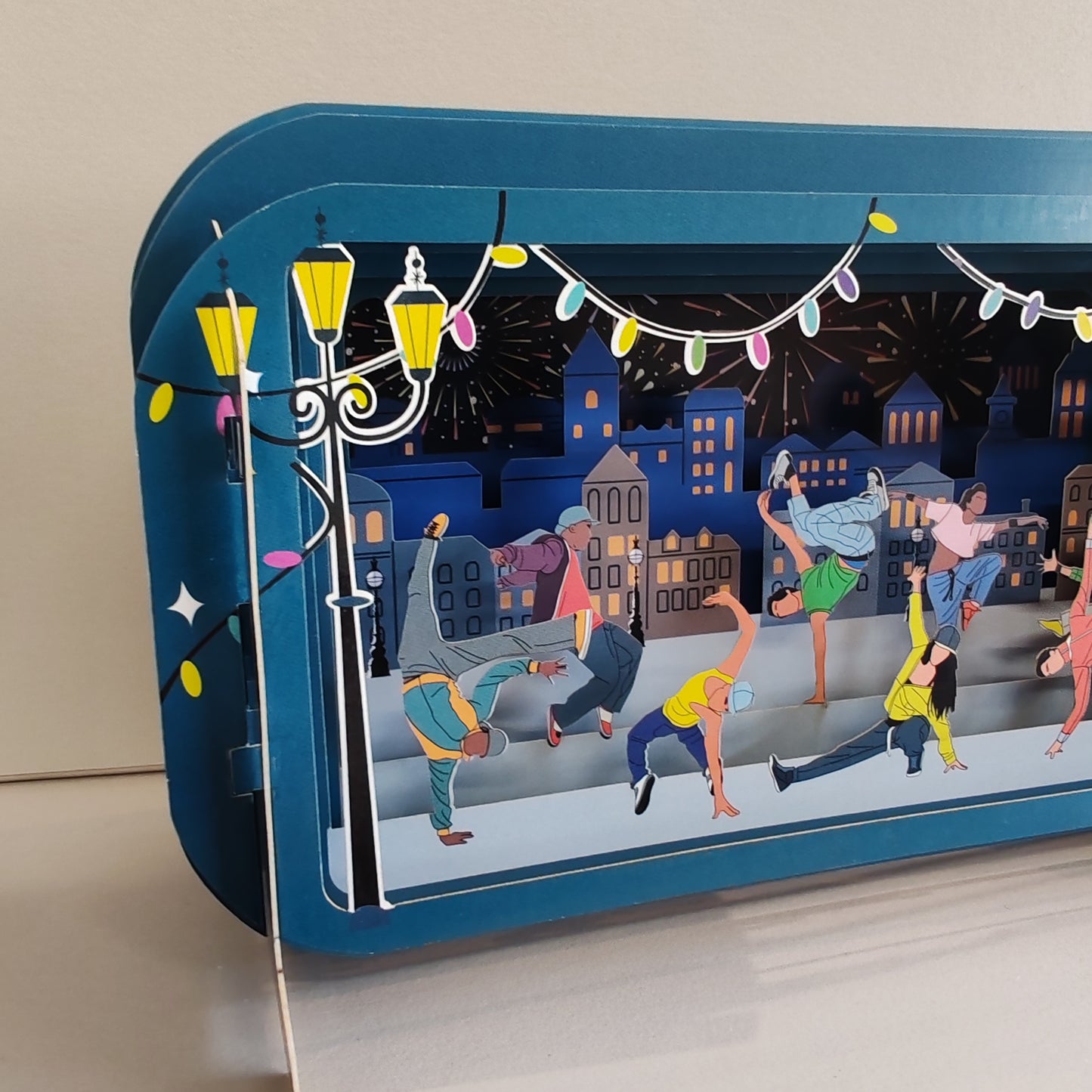 Message in a bottle greeting card. Street dancers