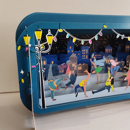 Message in a bottle greeting card. Street dancers