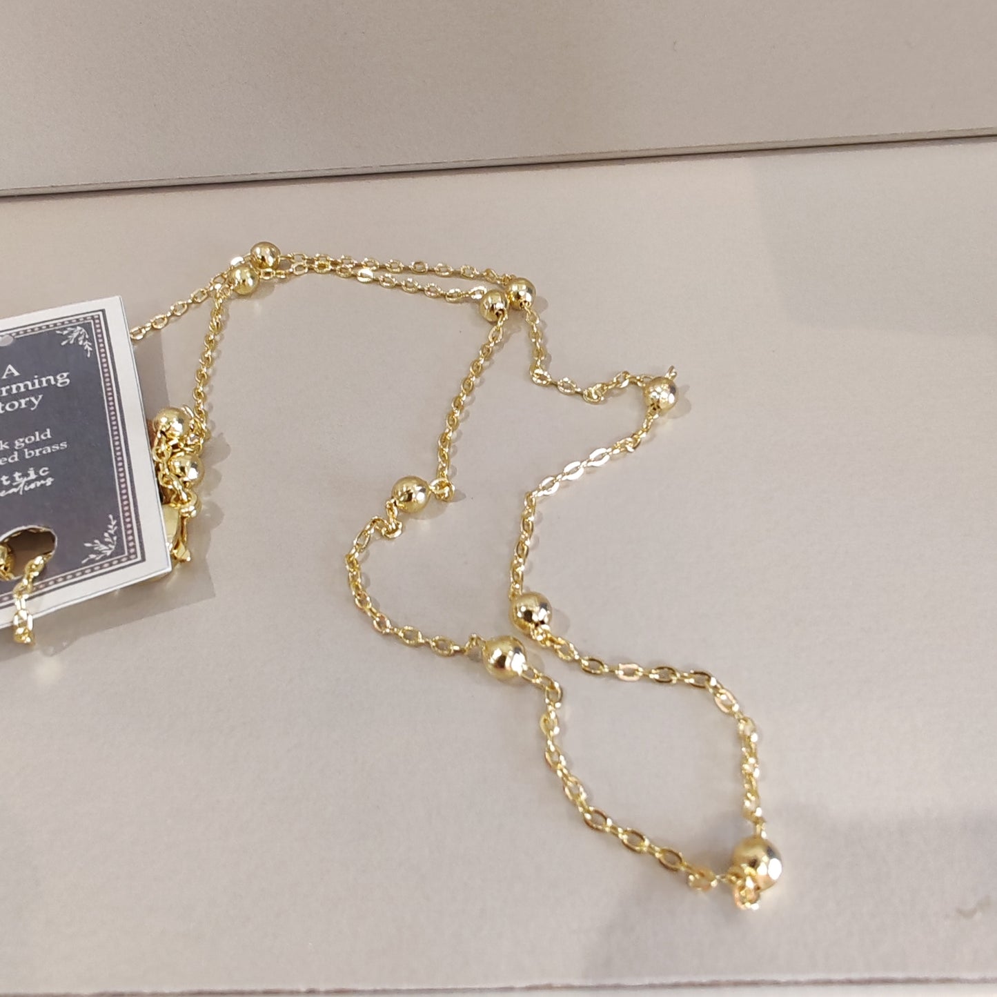14k gold plated beads chain necklace