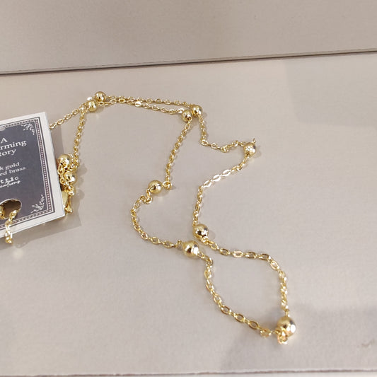 14k gold plated beads chain necklace