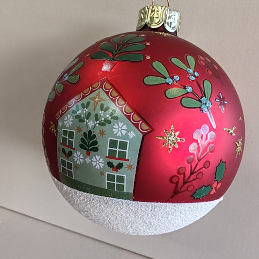 Glass Bauble - Red/Alpine House