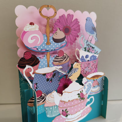 Miniature world Greeting card. Pop up 3d Cake Theme