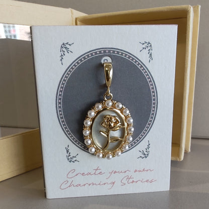 14k Rose pearl pendant charm