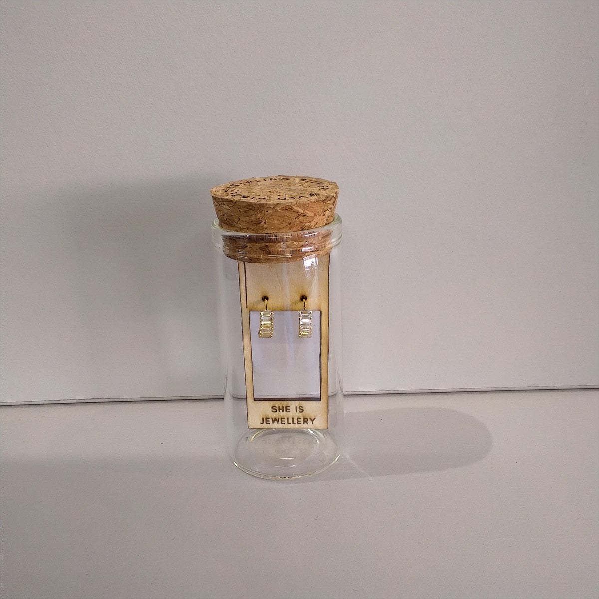 Crystal Baguette Huggies in Gold Plated Sterling Silver