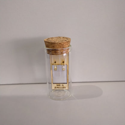 Crystal Baguette Huggies in Gold Plated Sterling Silver