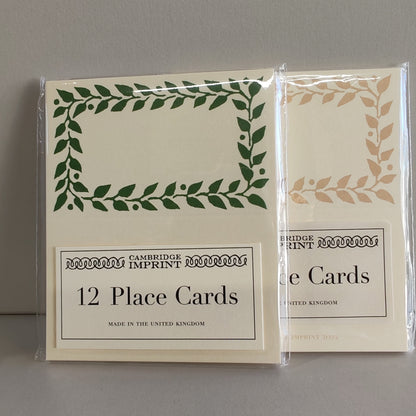 Pack of 12 place cards. Pea Green
