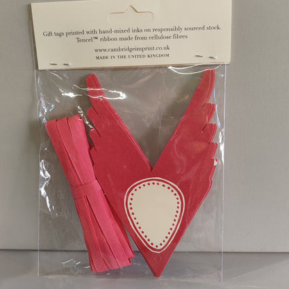5 fancy Suffolk Angels Gift tags. Colour Plum Pudding