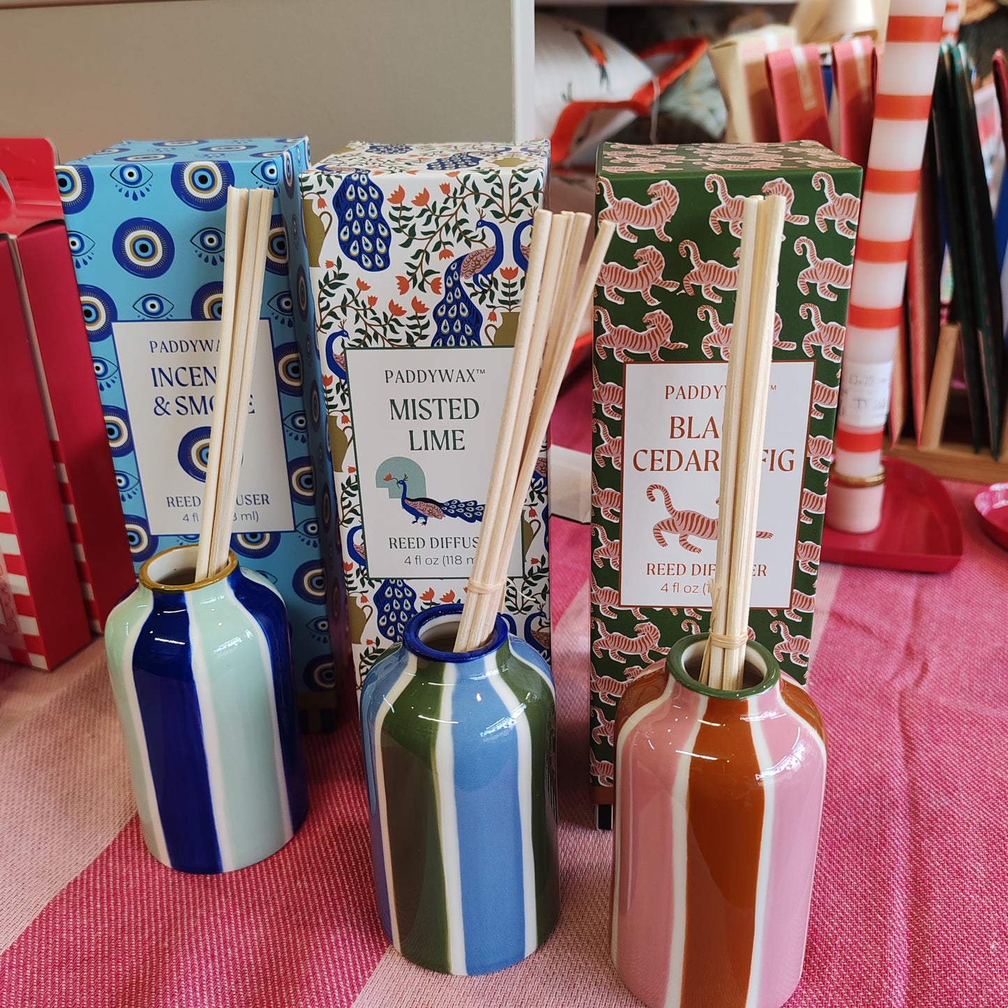 Paddy Wax Rosewood Vanilla Reed Diffuser 4 fl oz Pink Navy