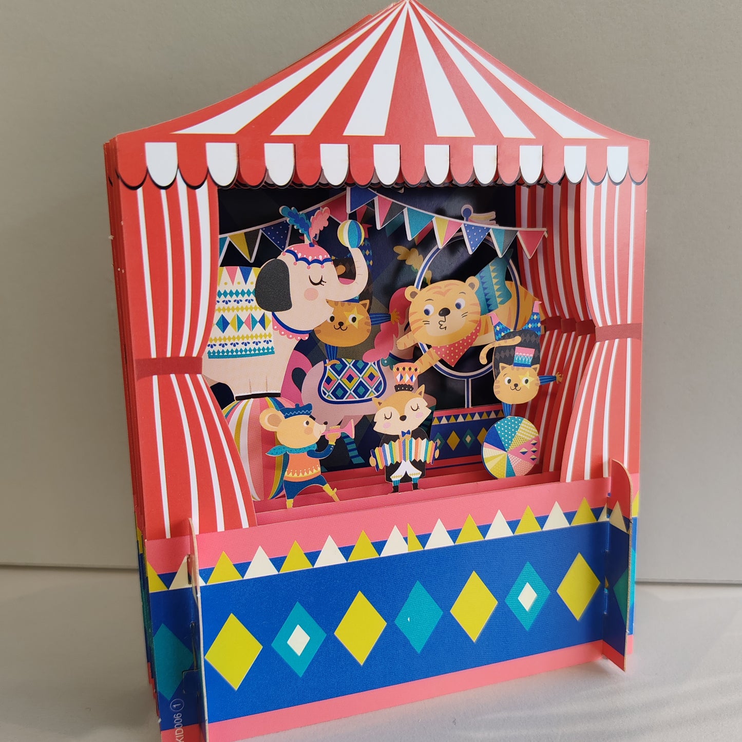 Miniature world 3d Pop up greeting card. Circus tent kids card.