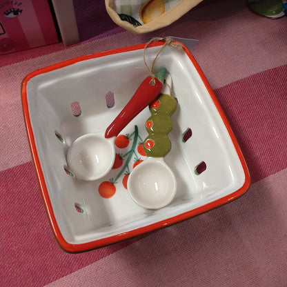 Bon Appetit, Ceramic Spoons, Olive and Chilli, PK, Snack and Share Spoons