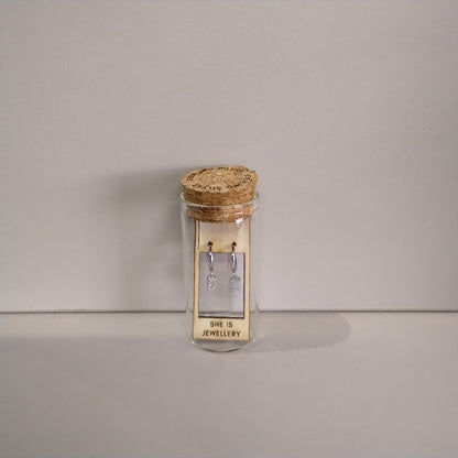 Clear Glass Huggies in Sterling Silver