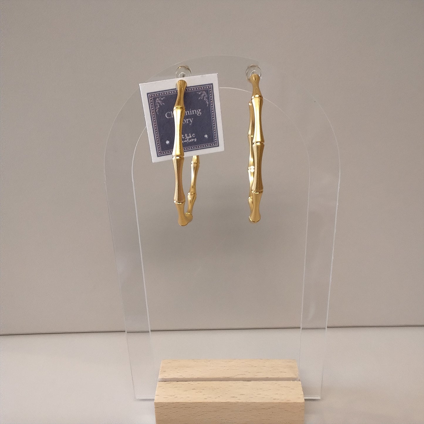 Large bamboo knot hoop earrings