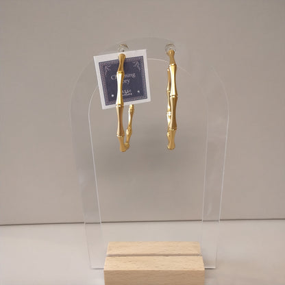 Large bamboo knot hoop earrings