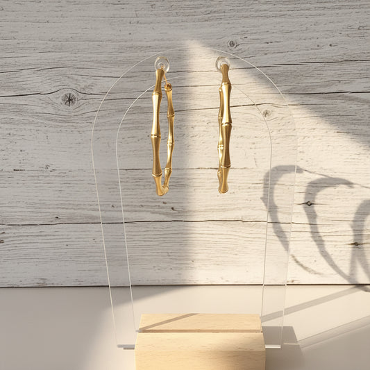 Large bamboo knot hoop earrings