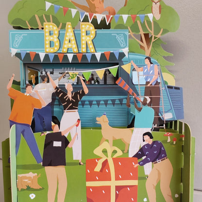 Miniature world 3d pop up Greeting card "Bar theme"