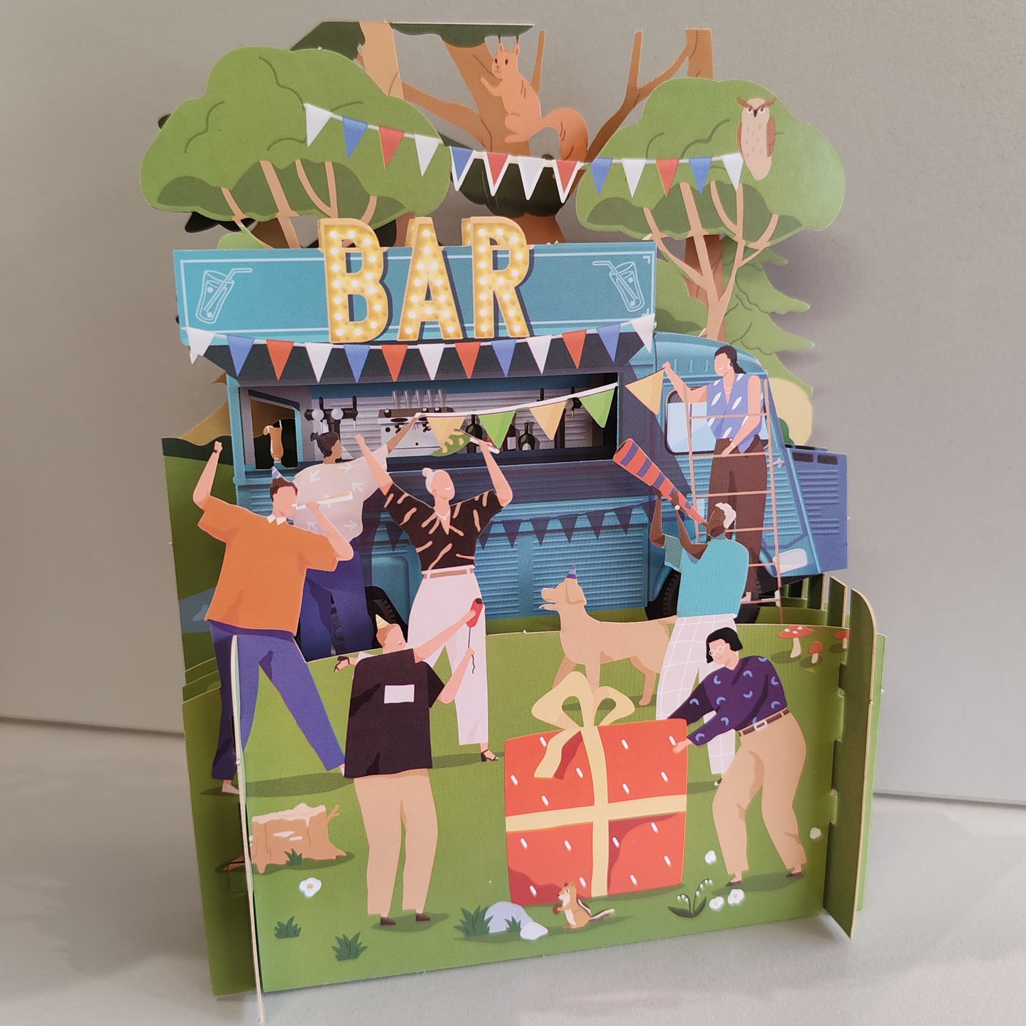 Miniature world 3d pop up Greeting card "Bar theme"