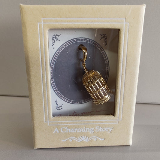 14k gold Birdcage with crystal charm
