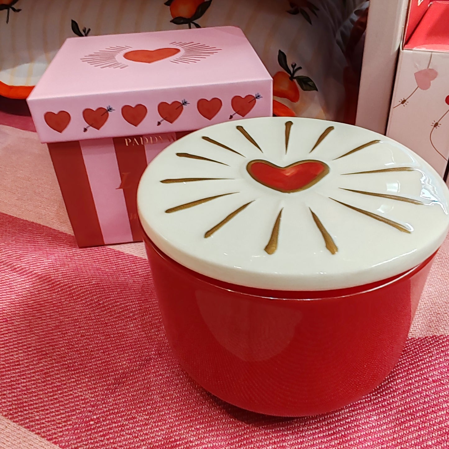 Ceramic and glass heart candle.