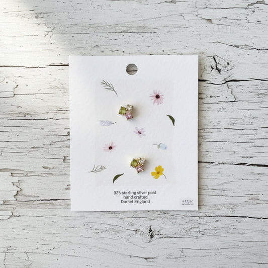 Three colour crystal earrings