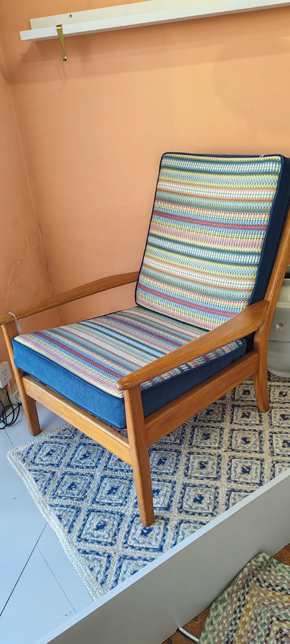 Bespoke Re-upholstered Cintique Lounge Chair – Ian Sanderson Fabric | Bates Upholstery