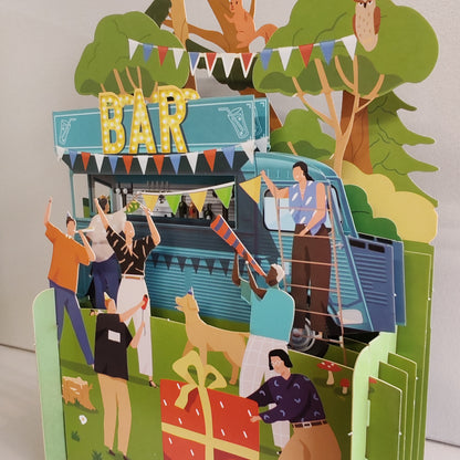 Miniature world 3d pop up Greeting card "Bar theme"